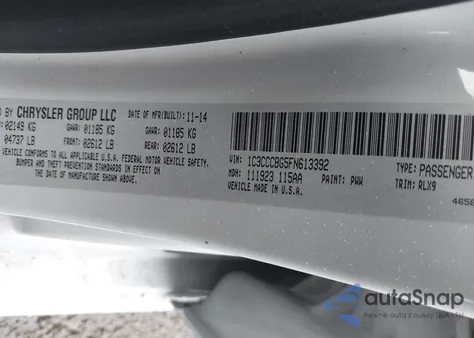 2015 Chrysler 200 S из США, поврежденный, VIN 1C3CCCBG5FN613392